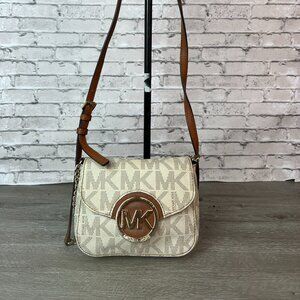 Michael Kors Fulton small crossbody bag in vanilla signature logo